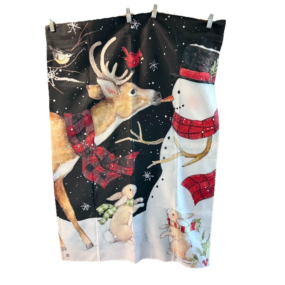 Winter STUDIO M G FLAG NOSE TO NOSE Christmas Garden Flag Curtain Design Signed